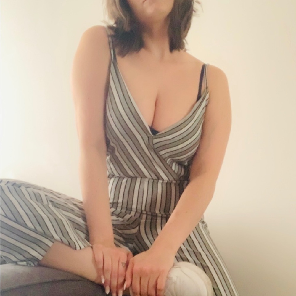 Striped Silver Glitter Casual Playsuit Jumpsuit Romper Stretch Wide Leg - Picture 2 of 16